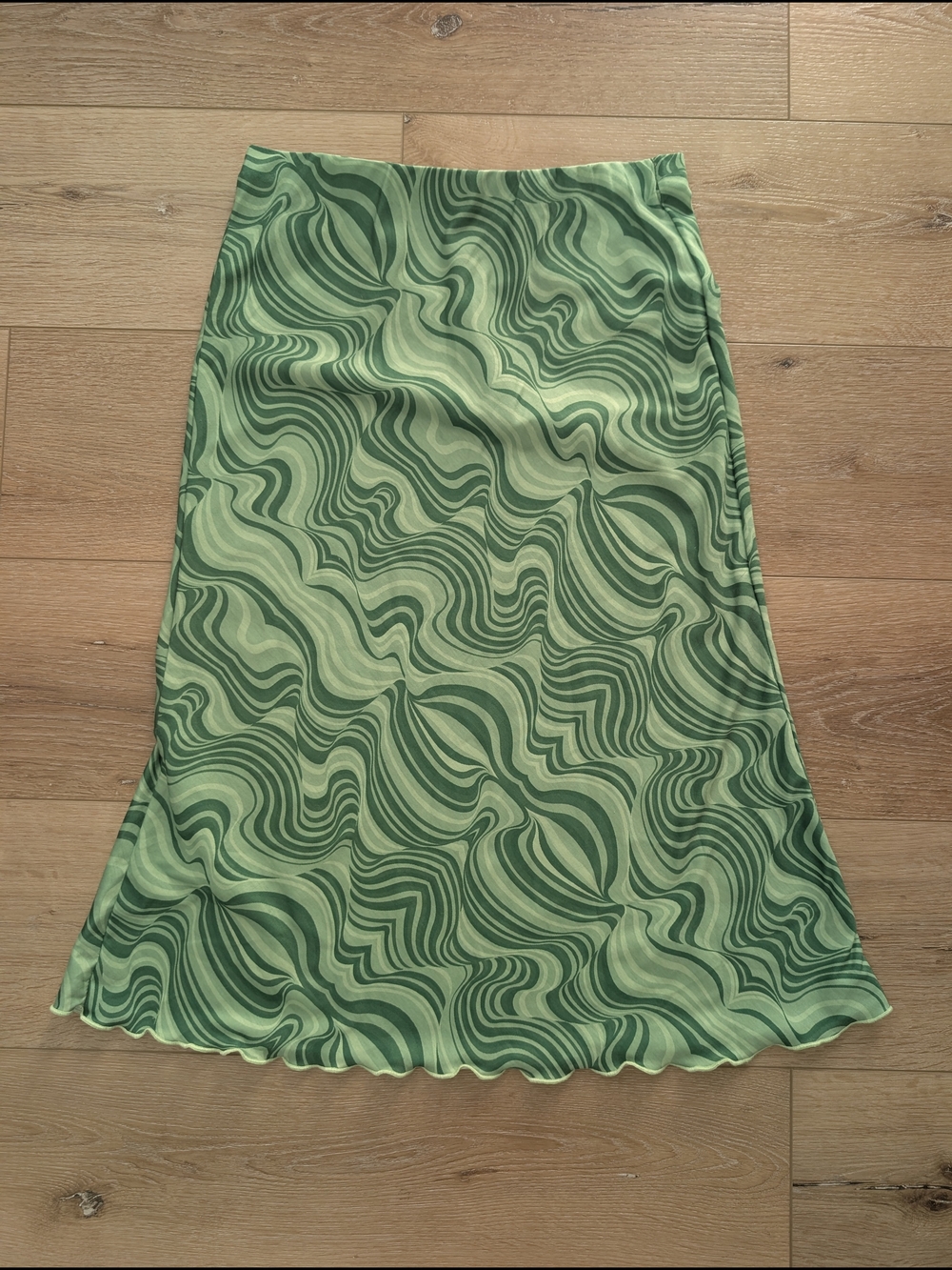 SHEIN Green Wave Print Skirt
